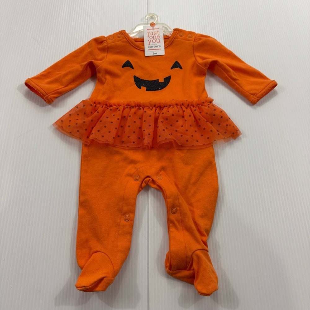Carter's Orange Pumpkin Face Baby Outfit (3m)